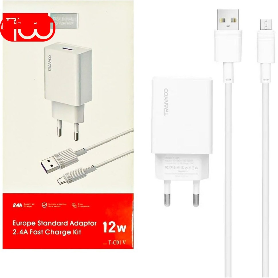 آداپتور شارژر + کابل ترانیو TRANYOO T-C02 14W- Micro