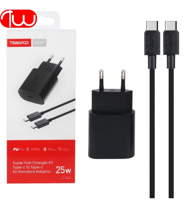 TRANYOO T-SA2C + Cable Type C آداپتور شارژر ترانیو 25 وات