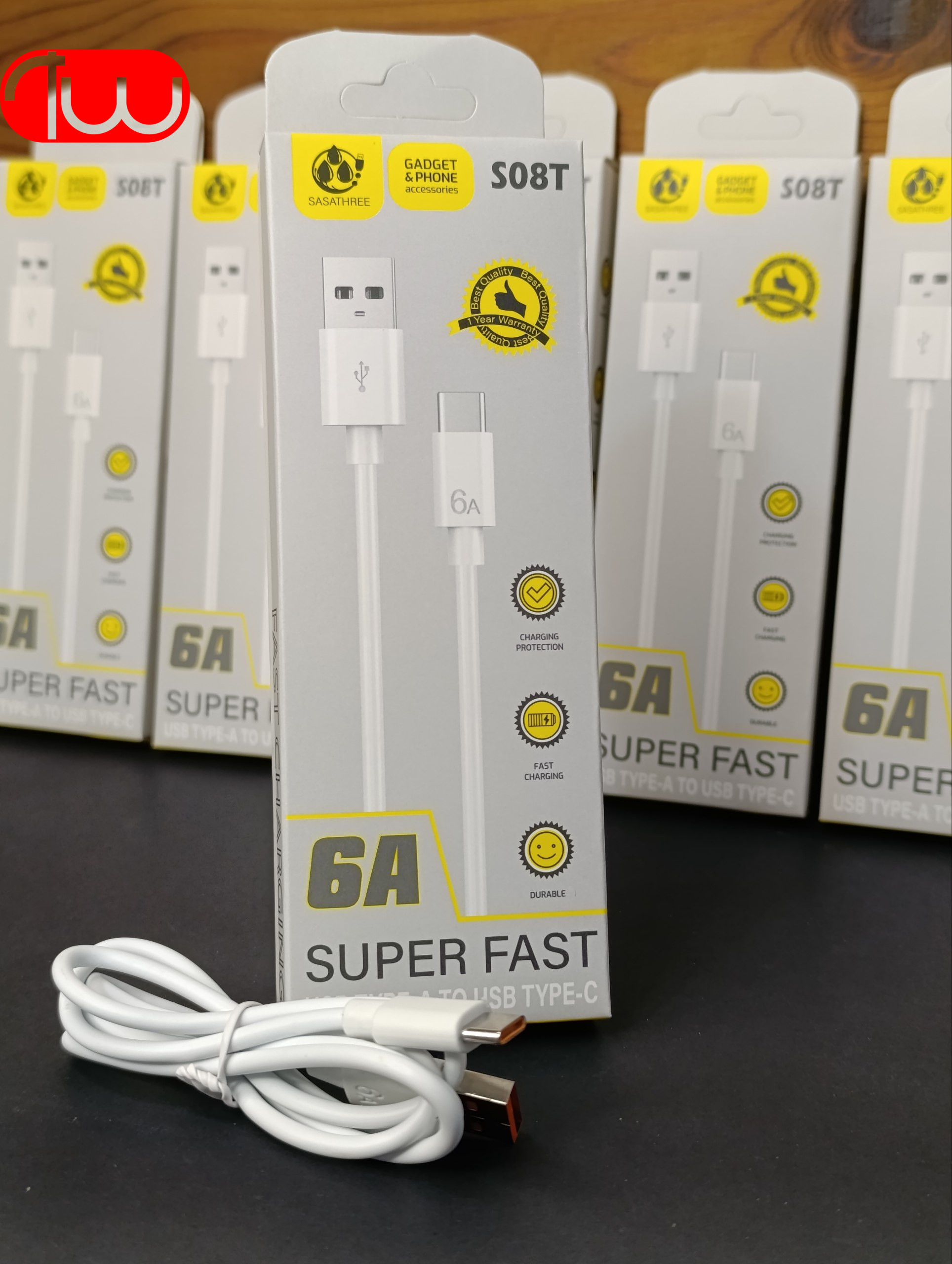 کابل شارژ فست 6 امپر تایپ سی SASATHREE S08T Type-C